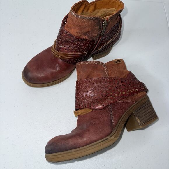 Pikolinos Women’s Lyon Ankle Boot Burgundy Red Leather Size 37 - Picture 3 of 9